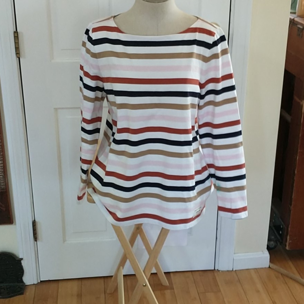 Talbot's Boat Neck Striped Preppy Tunic Top Large